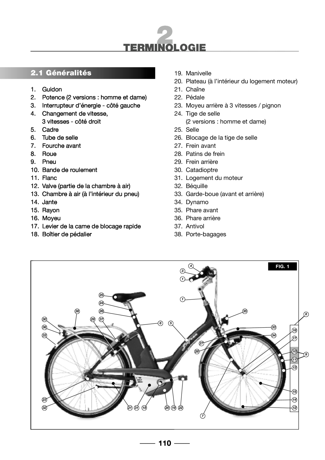 Giant 2002 Motorized Bicycle owner manual Terminologie, 2.1Généralités 