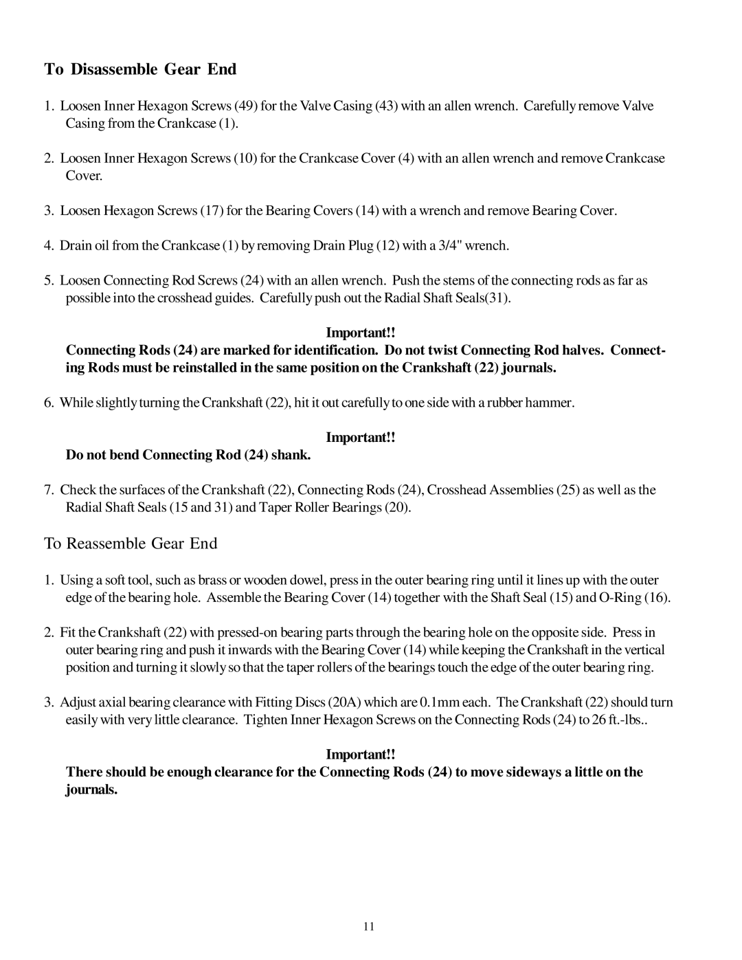 Giant GP5132 installation instructions To Disassemble Gear End 