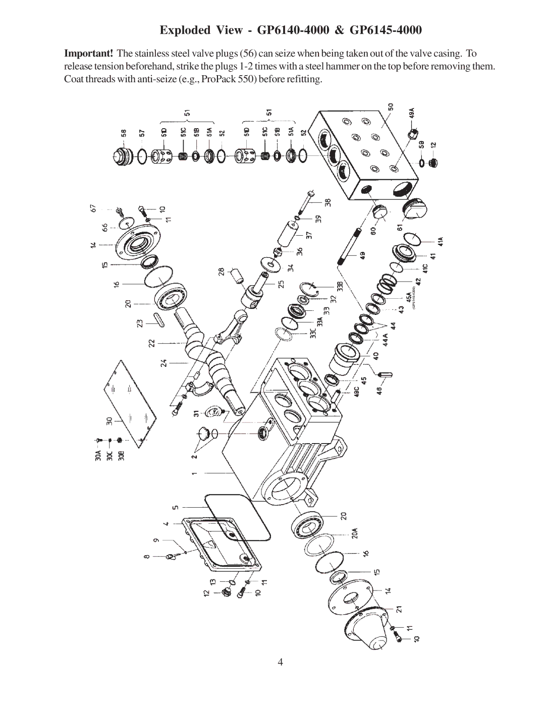 Giant installation instructions Exploded View GP6140-4000 & GP6145-4000 