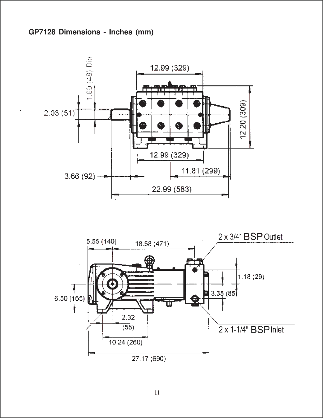 Giant service manual GP7128 Dimensions Inches mm 