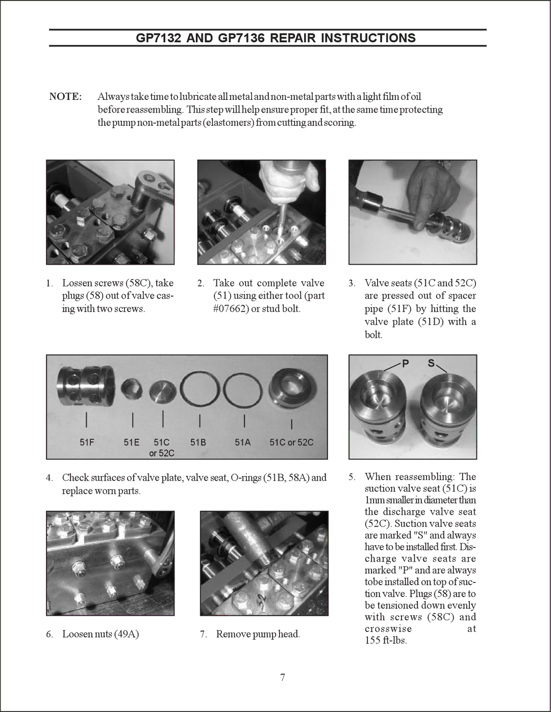 Giant service manual GP7132 and GP7136 Repair Instructions 