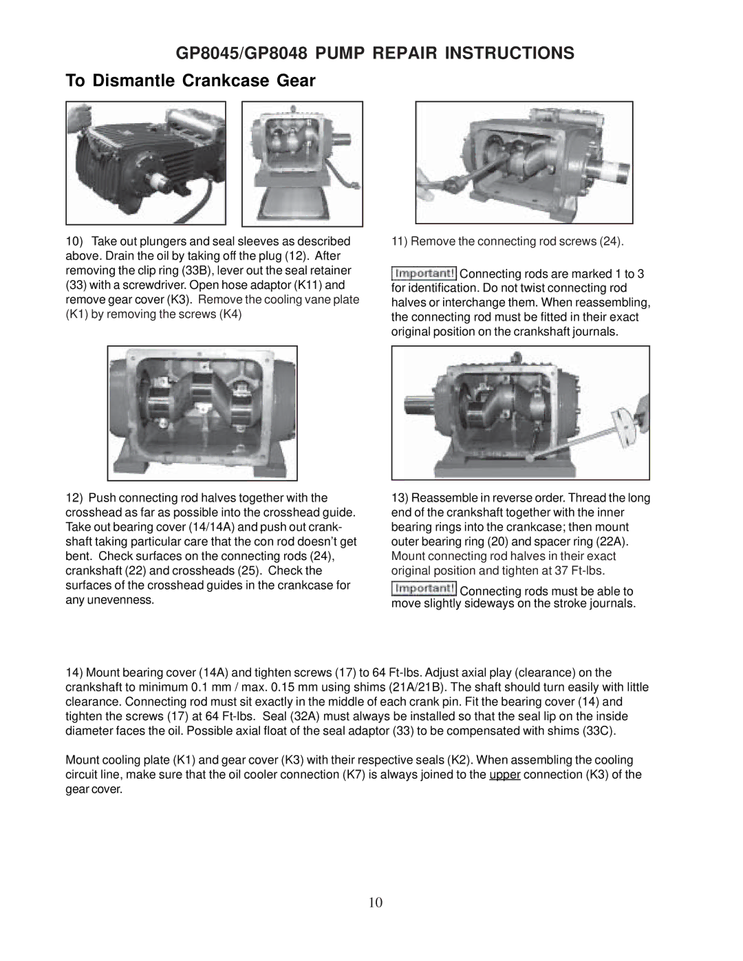 Giant GP8045 installation instructions To Dismantle Crankcase Gear, Remove the connecting rod screws 