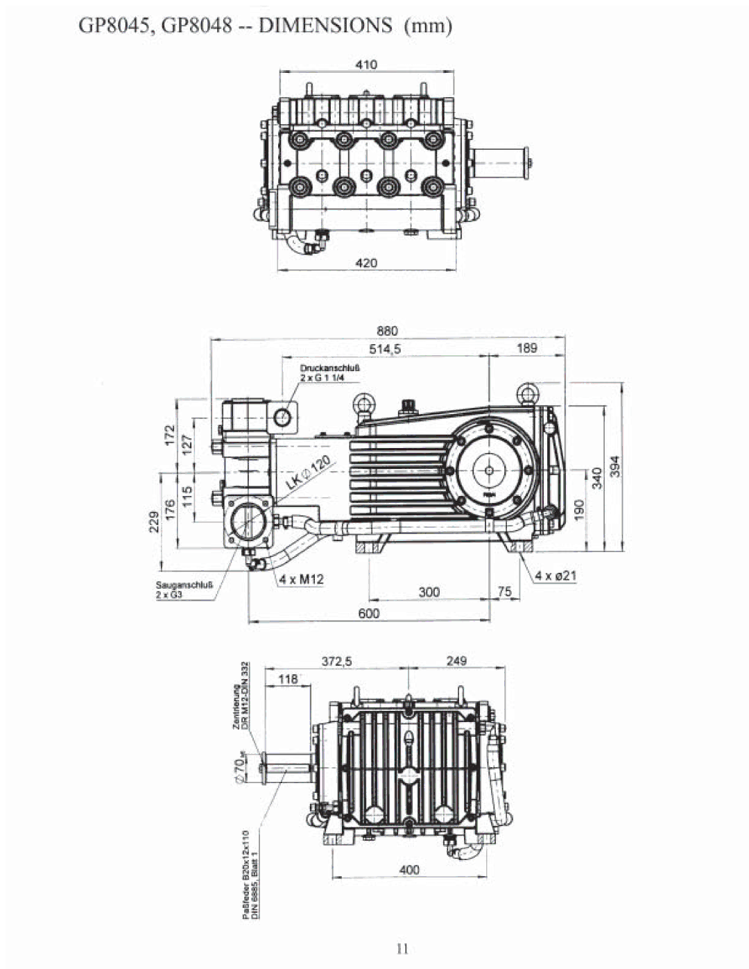 Giant installation instructions Dimensions GP8045 / GP8048 mm 