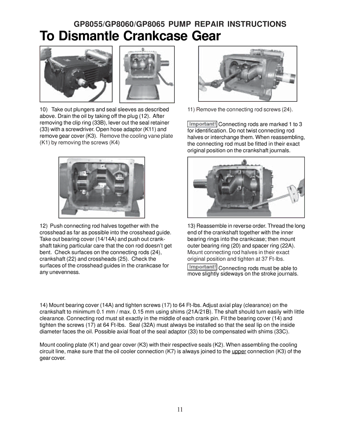 Giant GP8065, GP8060, GP8055 installation instructions To Dismantle Crankcase Gear 