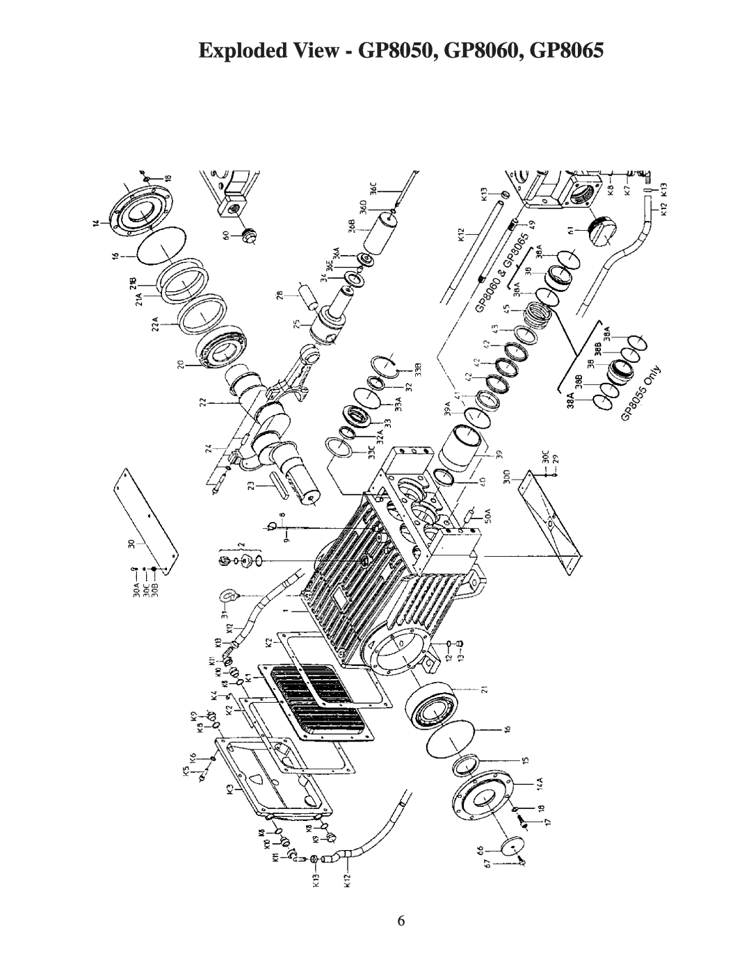 Giant GP8055 installation instructions Exploded View - GP8050, GP8060, GP8065 