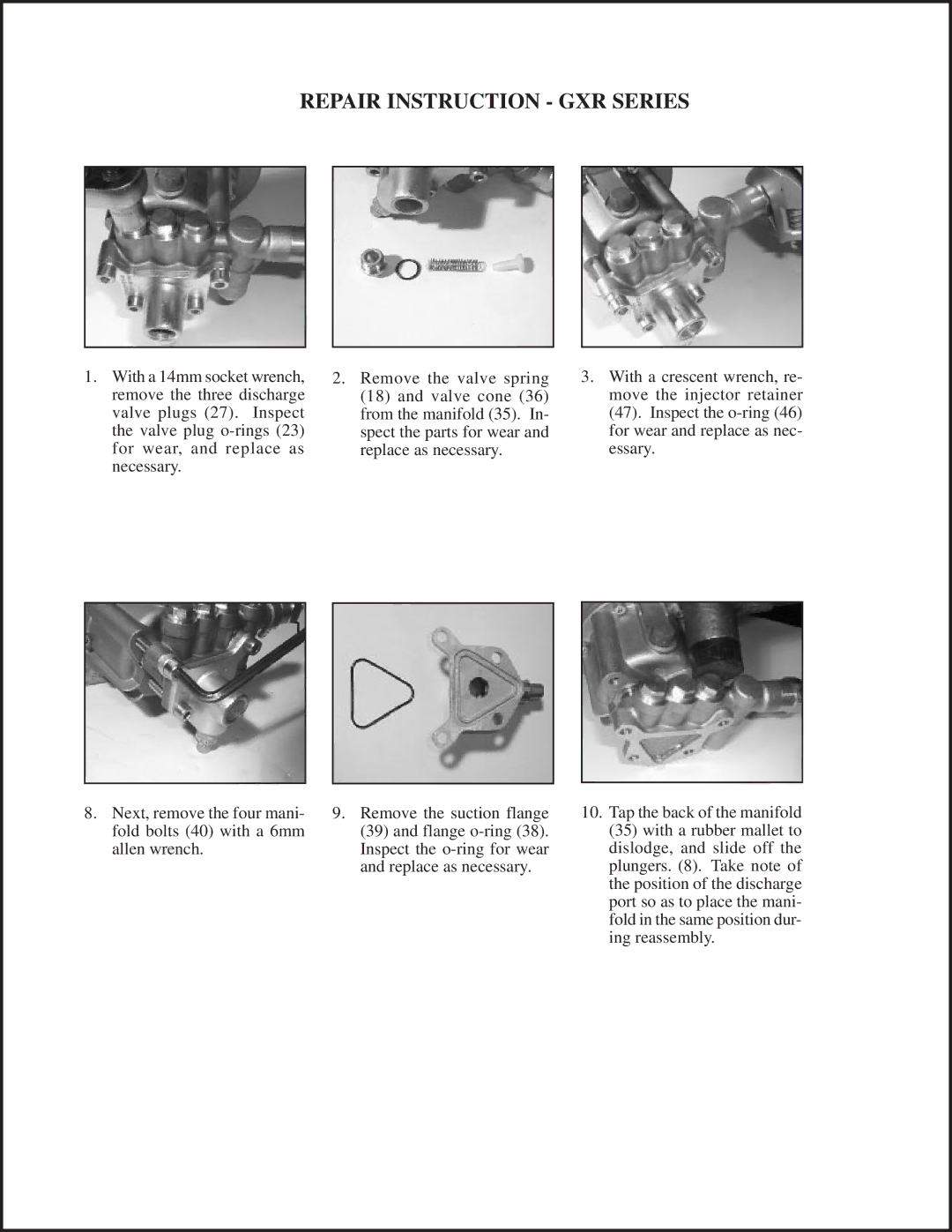 Giant installation instructions Repair Instruction GXR Series 