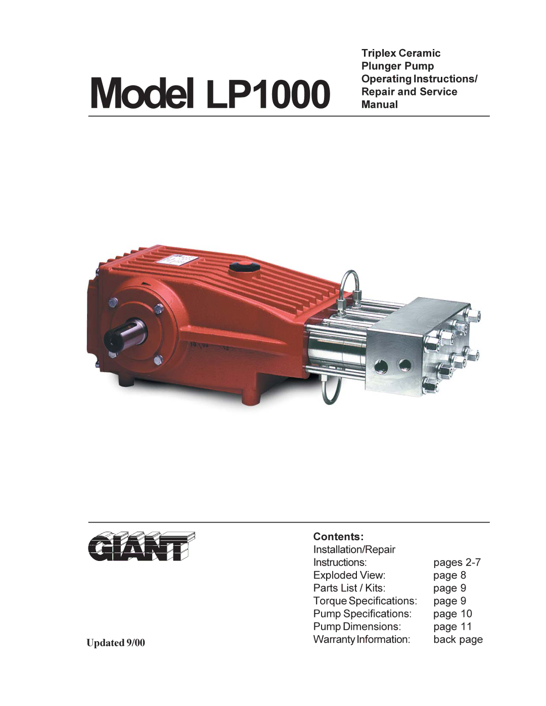 Giant LP1000 operating instructions Updated 9/00 