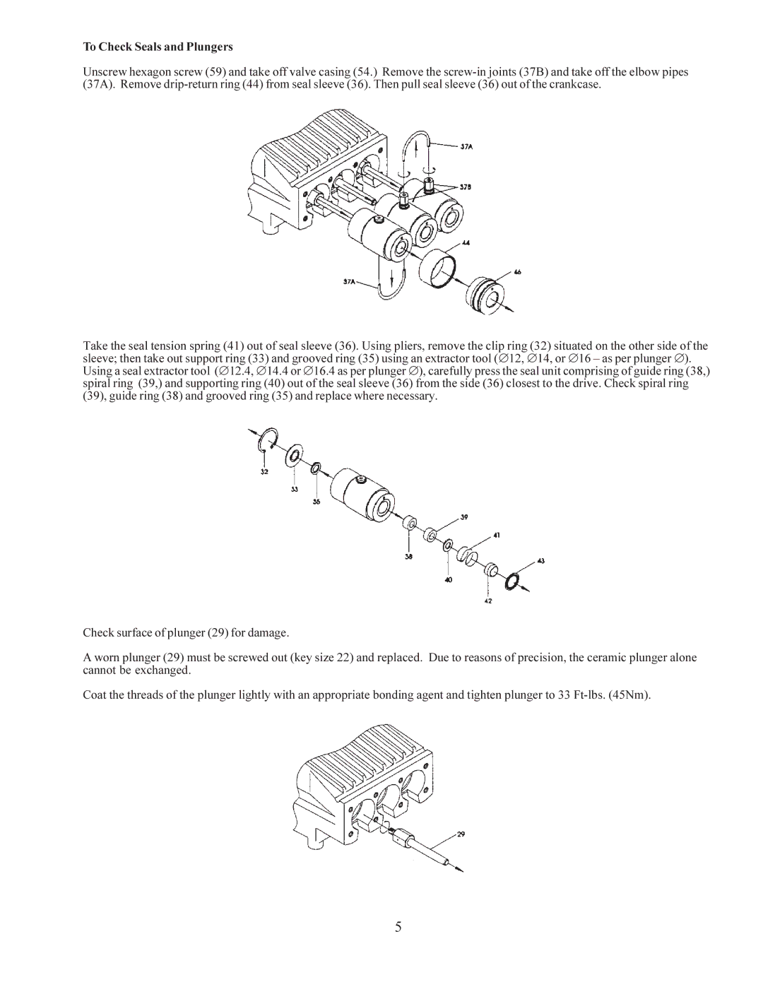 Giant LP1000 operating instructions To Check Seals and Plungers 