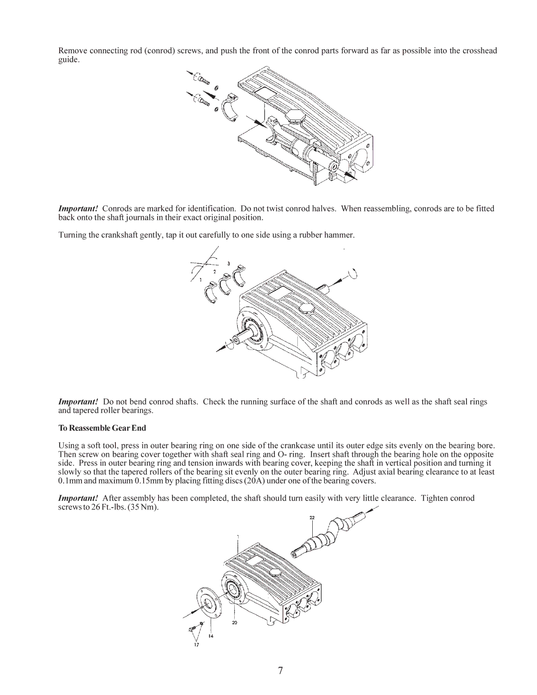 Giant LP1000 operating instructions To Reassemble Gear End 