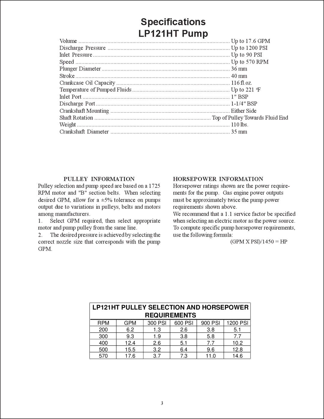 Giant installation instructions LP121HT Pump, Pulley Information 