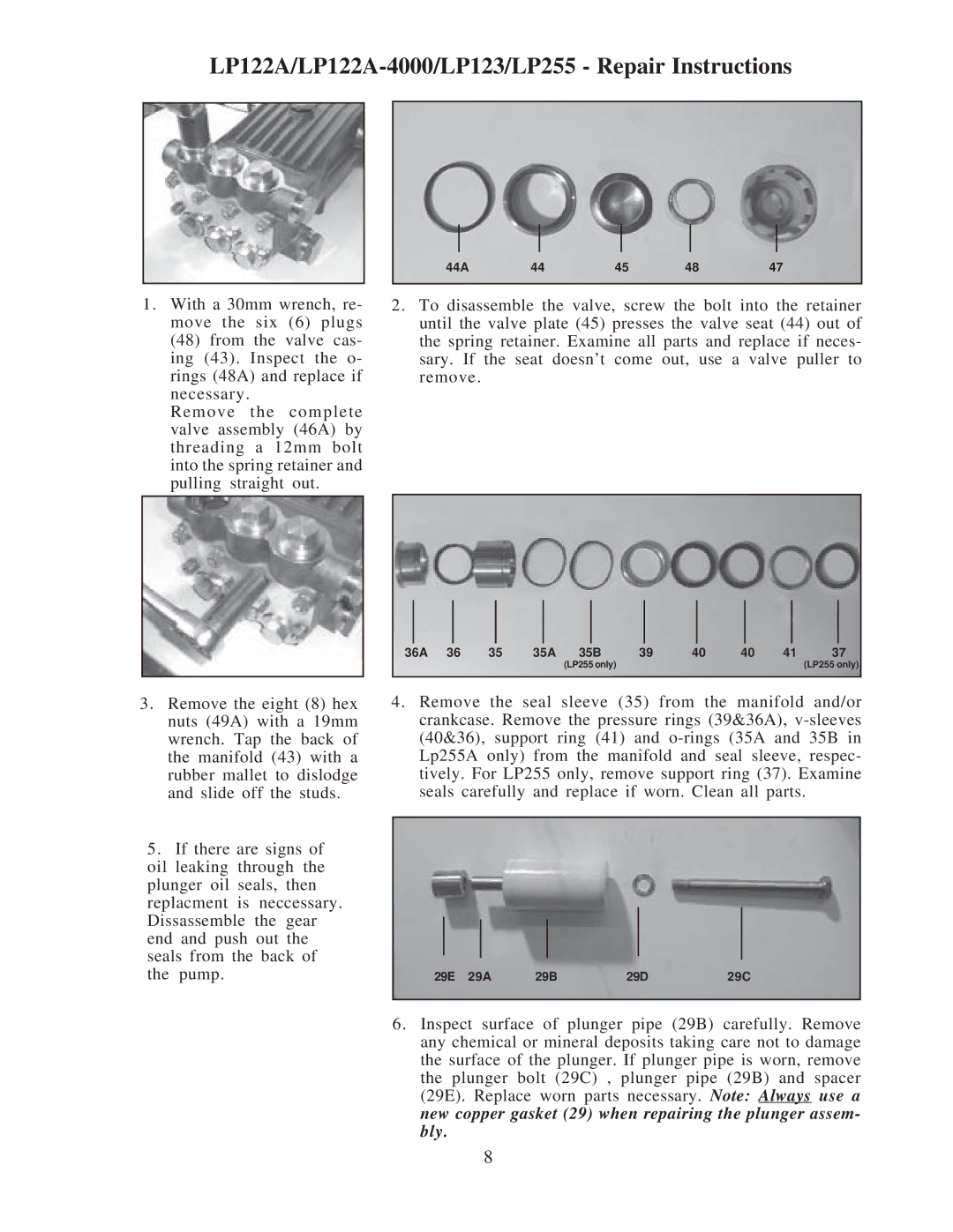 Giant operating instructions LP122A/LP122A-4000/LP123/LP255 Repair Instructions 