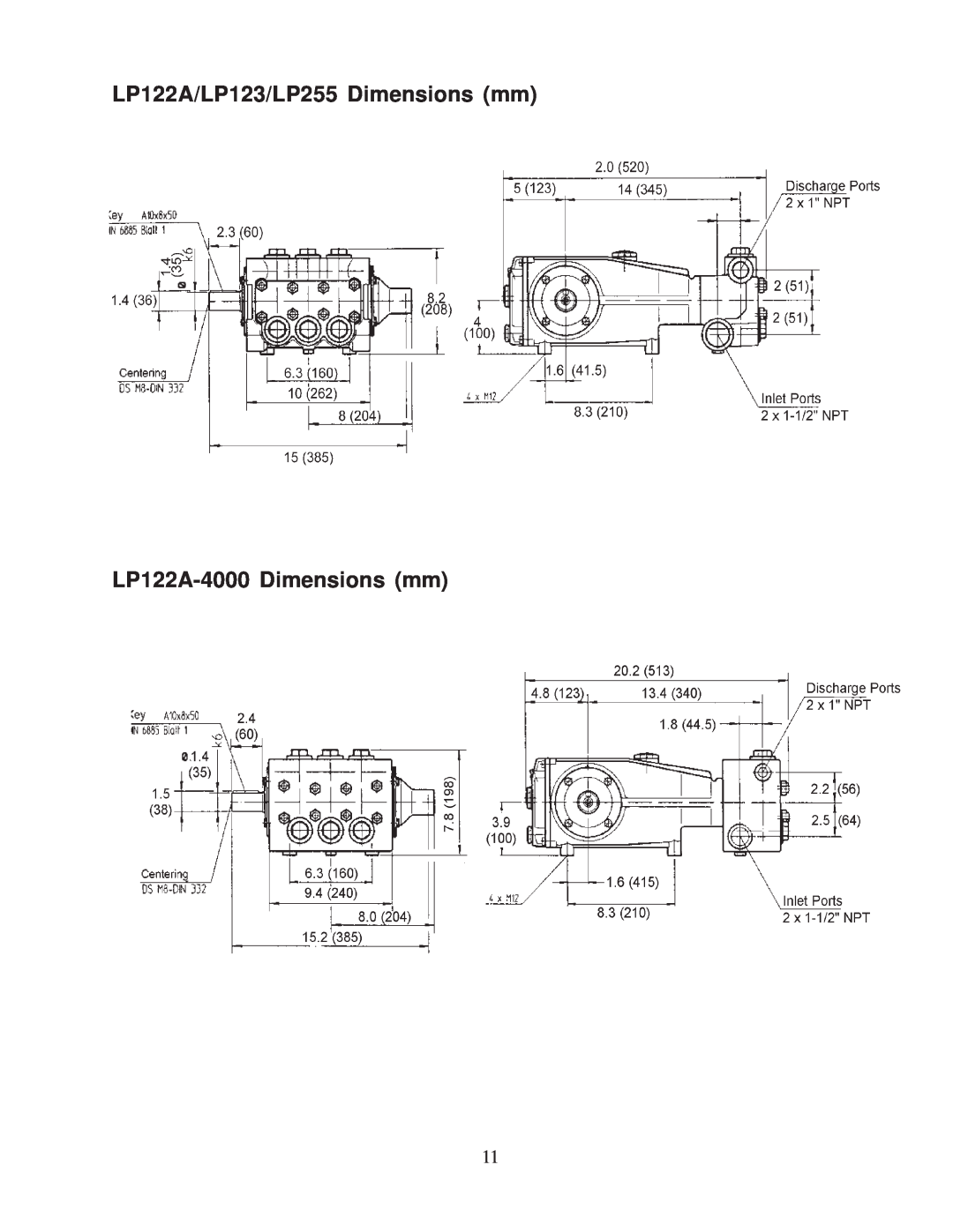 Giant operating instructions LP122A/LP123/LP255 Dimensions mm, LP122A-4000Dimensions mm 