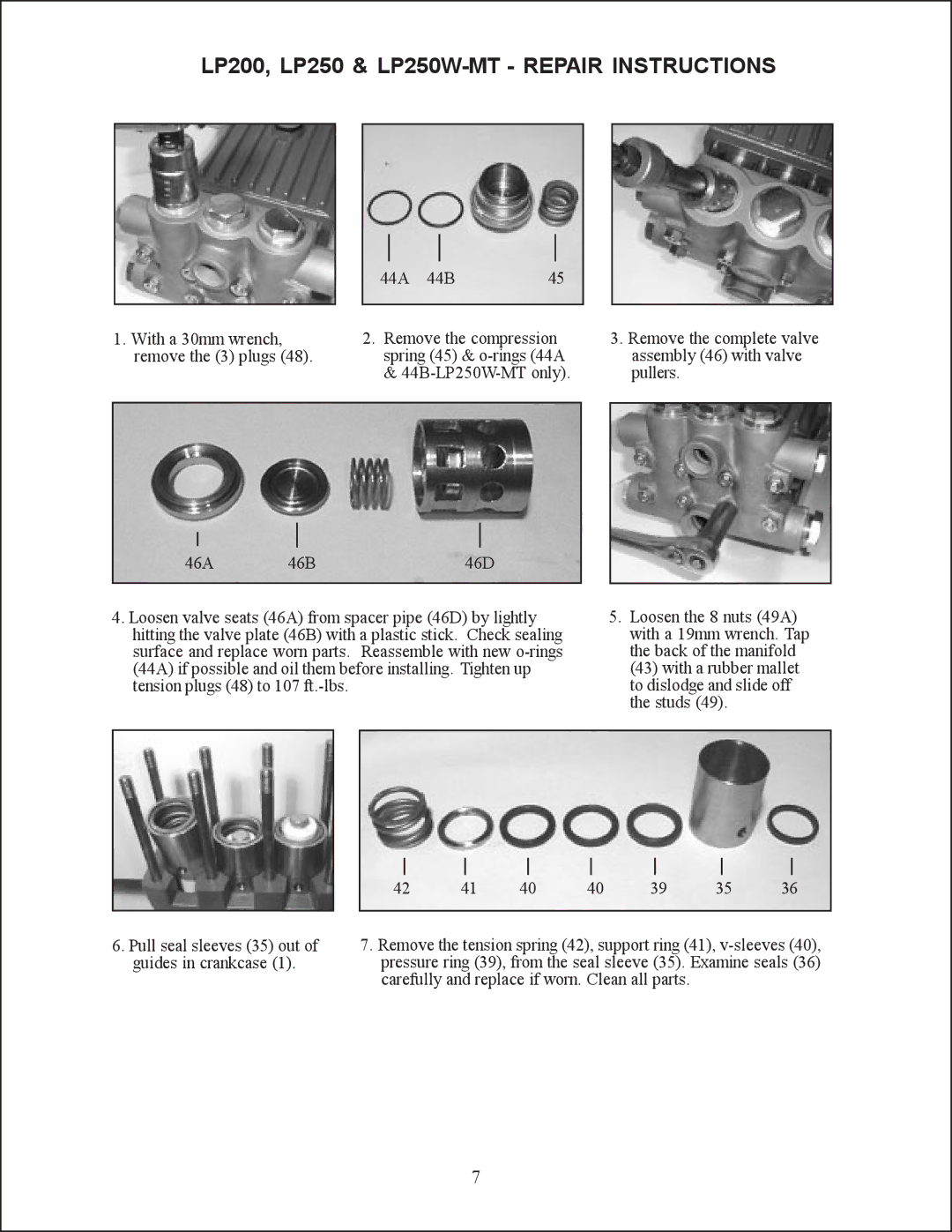 Giant service manual LP200, LP250 & LP250W-MT Repair Instructions, 44A 44B 