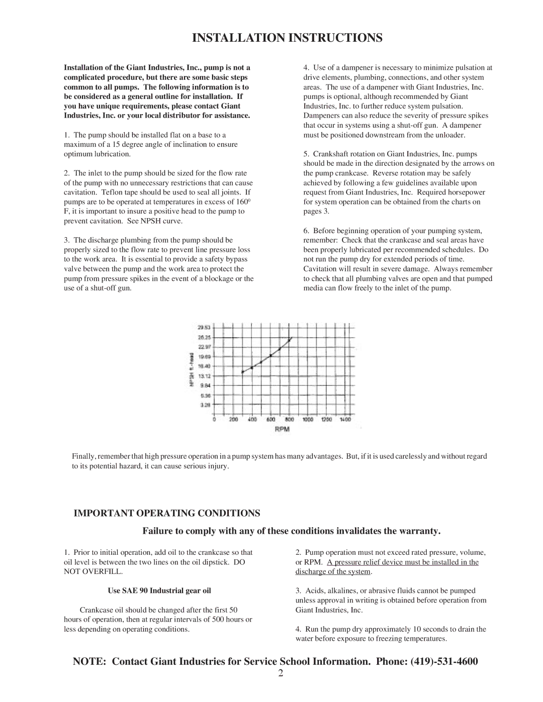 Giant LP122A-4000, LP255 Series, LP123 Series, LP122A Series Installation Instructions, Important Operating Conditions 