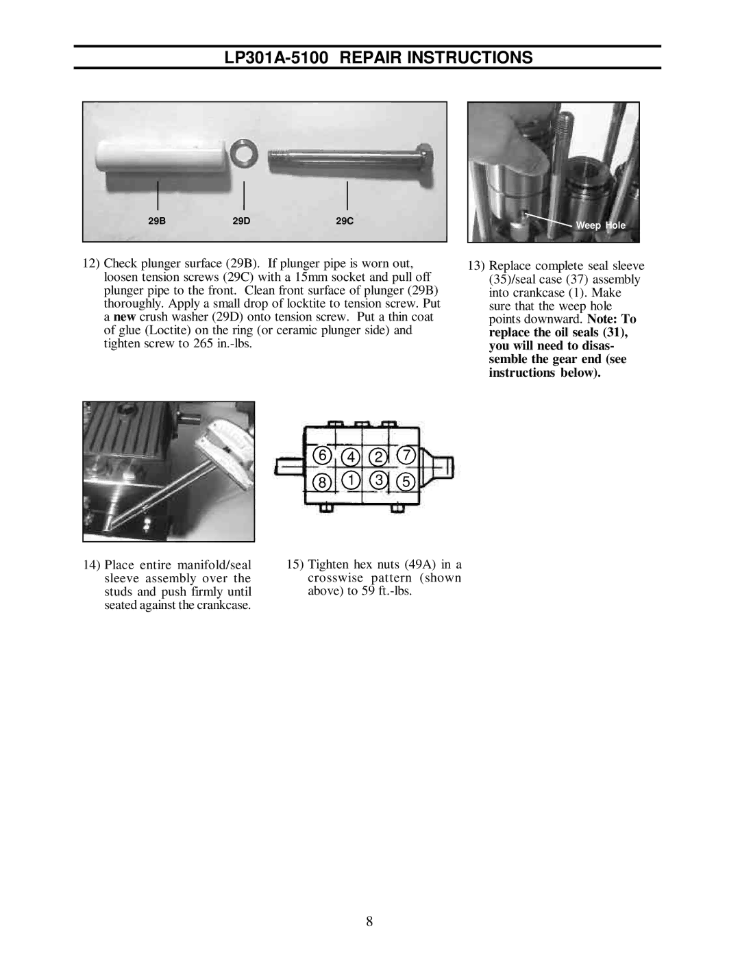 Giant LP301A-5100 installation instructions Weep Hole 