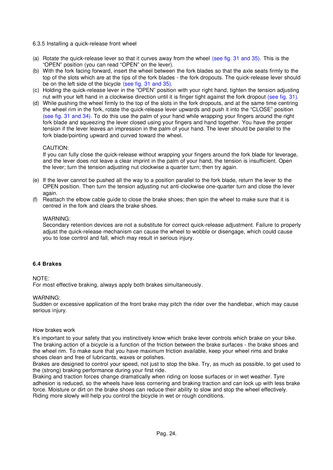 Giant Model Year 2002 owner manual Brakes 