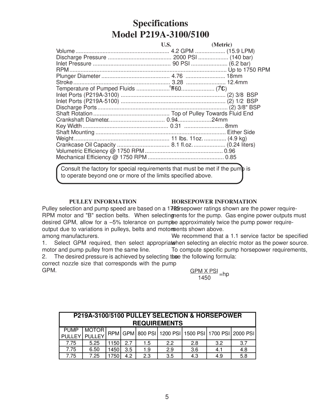 Giant P200A-5100, P200A-3100 installation instructions Specifications Model P219A-3100/5100 