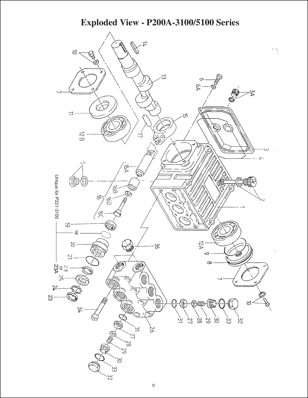 Giant Tripex Ceramic Plunger Pump installation instructions Exploded View P200A-3100/5100 Series 