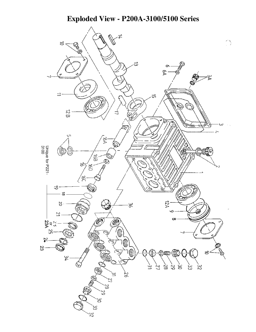 Giant Triplex Ceramic Plunger Pump installation instructions Exploded View P200A-3100/5100 Series 