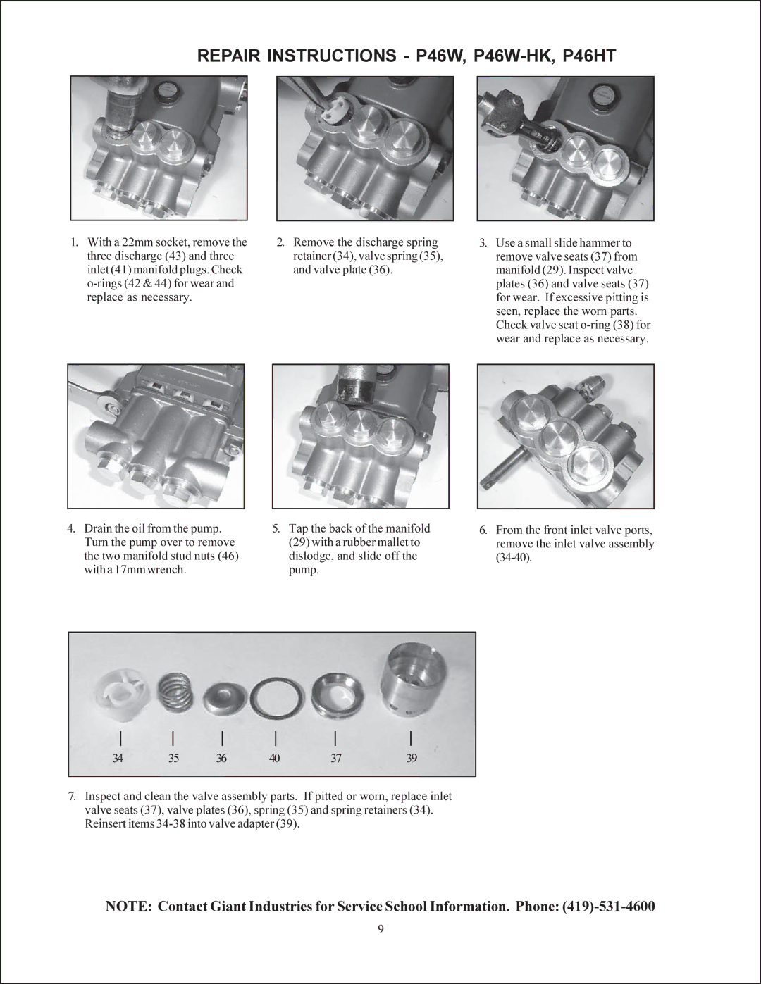 Giant p46w service manual Repair Instructions P46W, P46W-HK, P46HT 