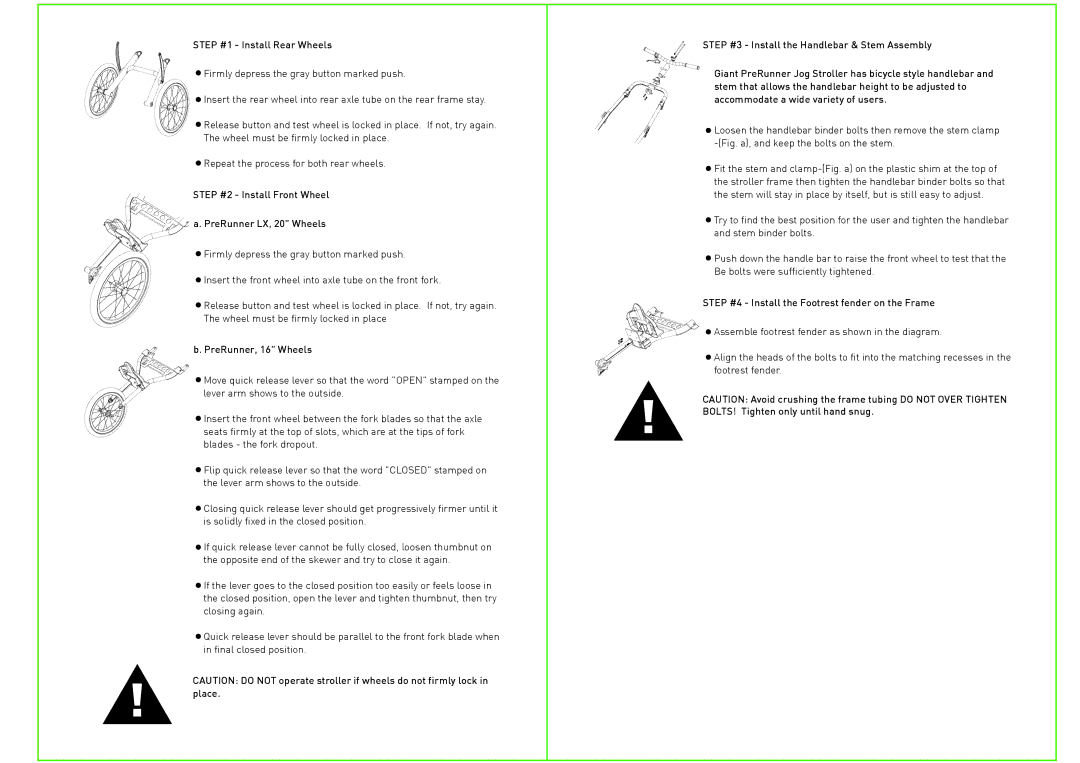 Giant PreRunner Jog Stroller owner manual 