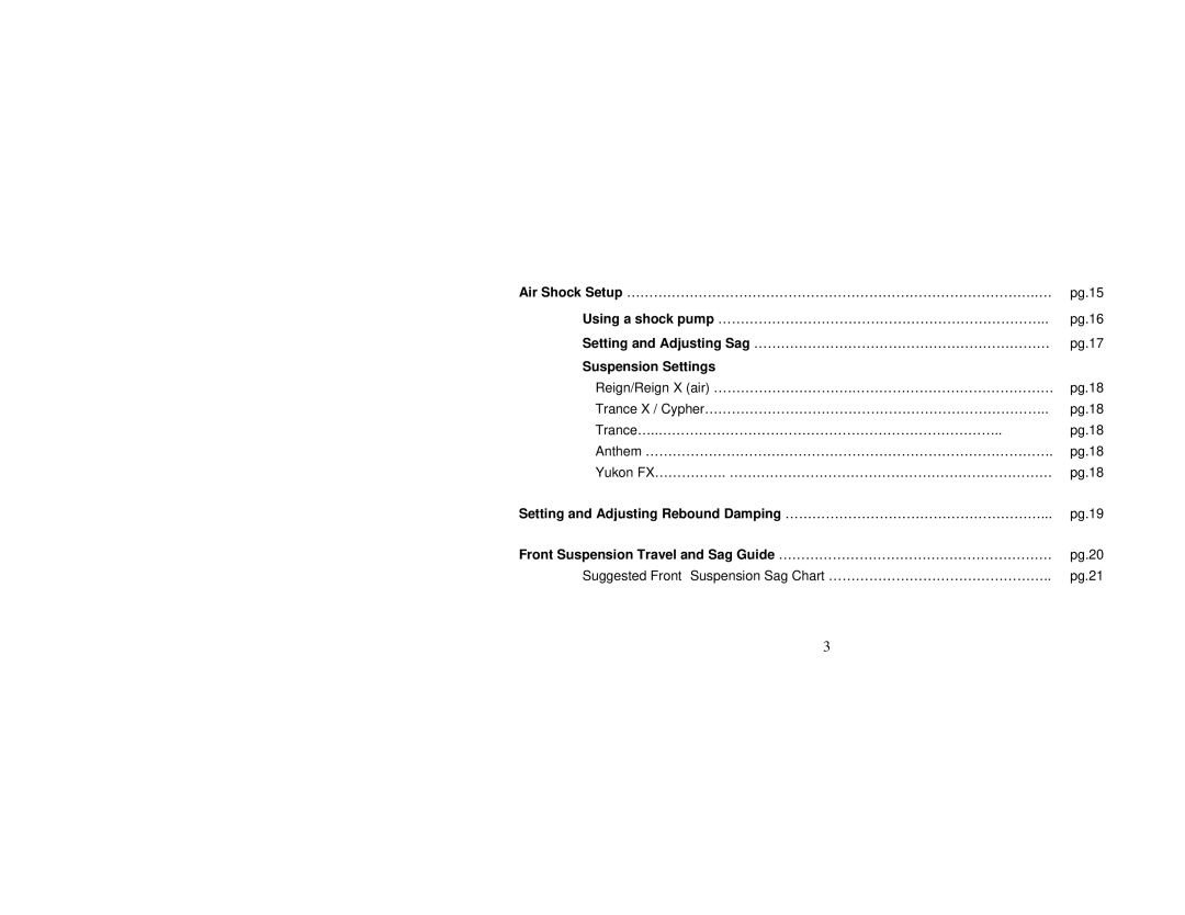 Giant VERSION 3.0 quick start Setting and Adjusting Sag ………………………………………………………… 