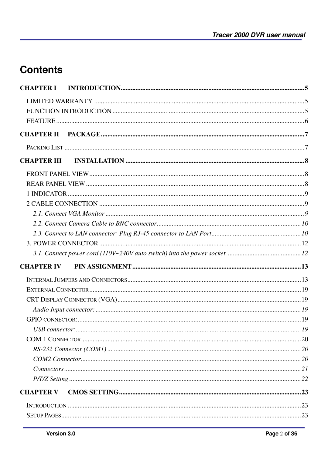 Giantec 2000 manual Contents 