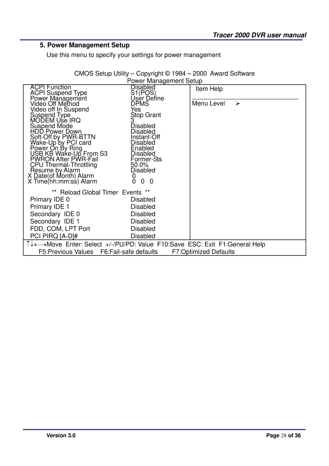 Giantec 2000 manual Power Management Setup, Dpms 