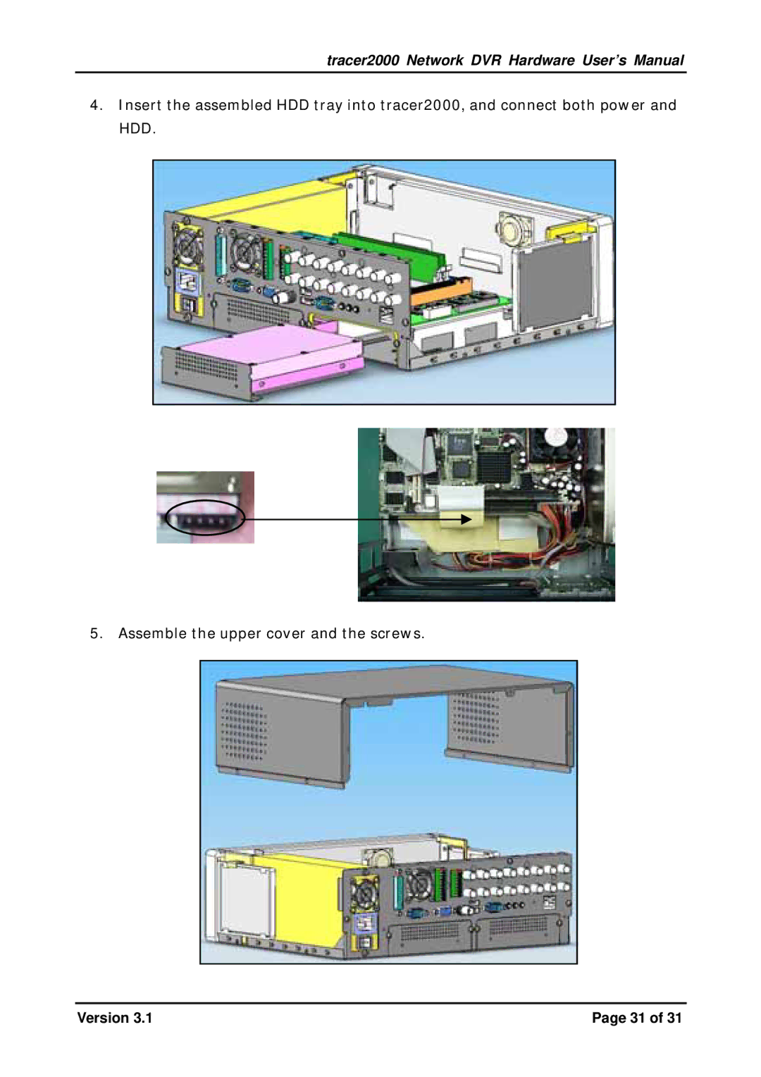 Giantec tracer2000 manual Tracer2000 Network DVR Hardware User’s Manual 