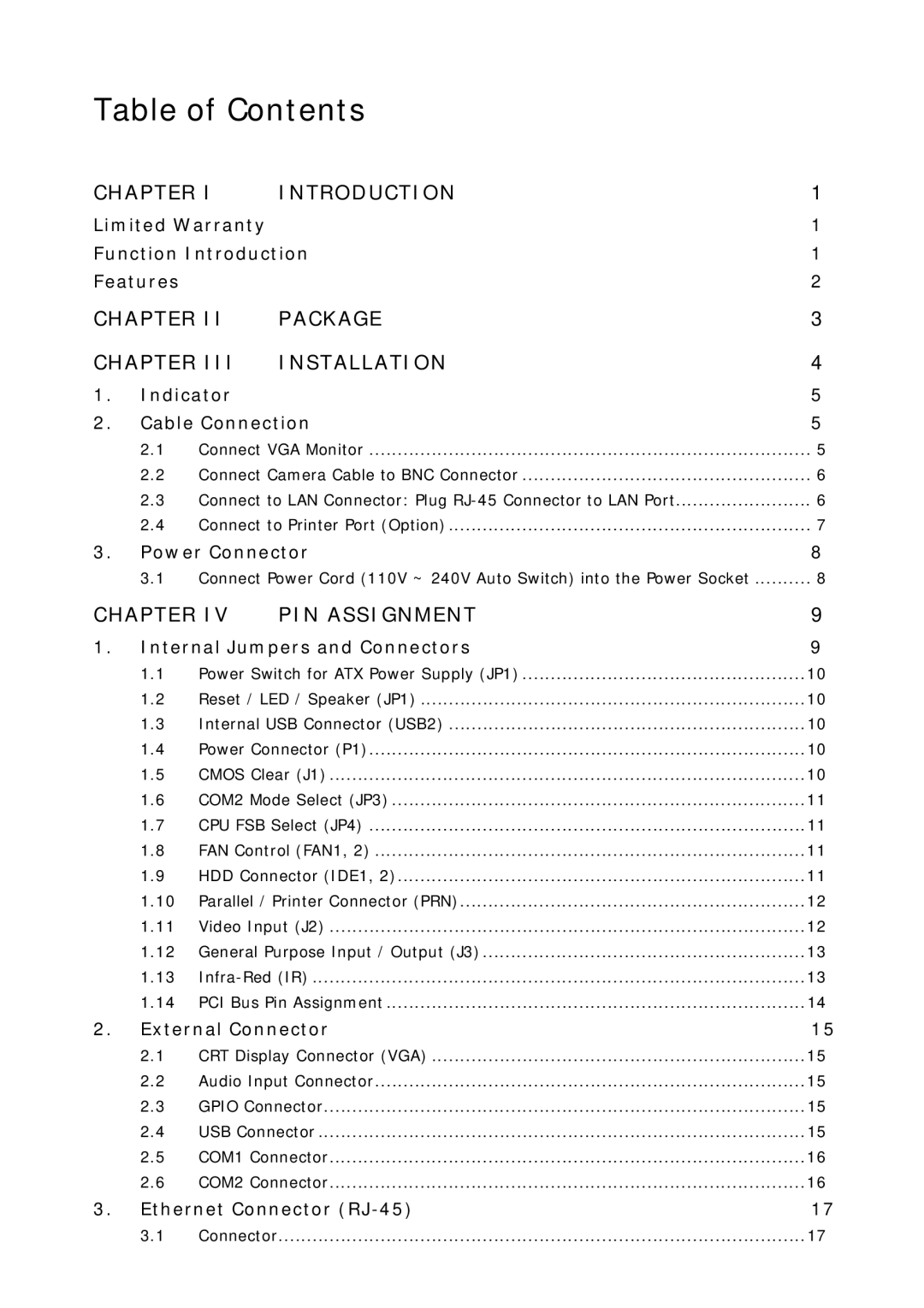 Giantec tracer2000 manual Table of Contents 