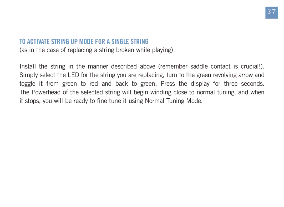 Gibson Guitars 1550-07 GUS manual To Activate String UP Mode for a Single String 