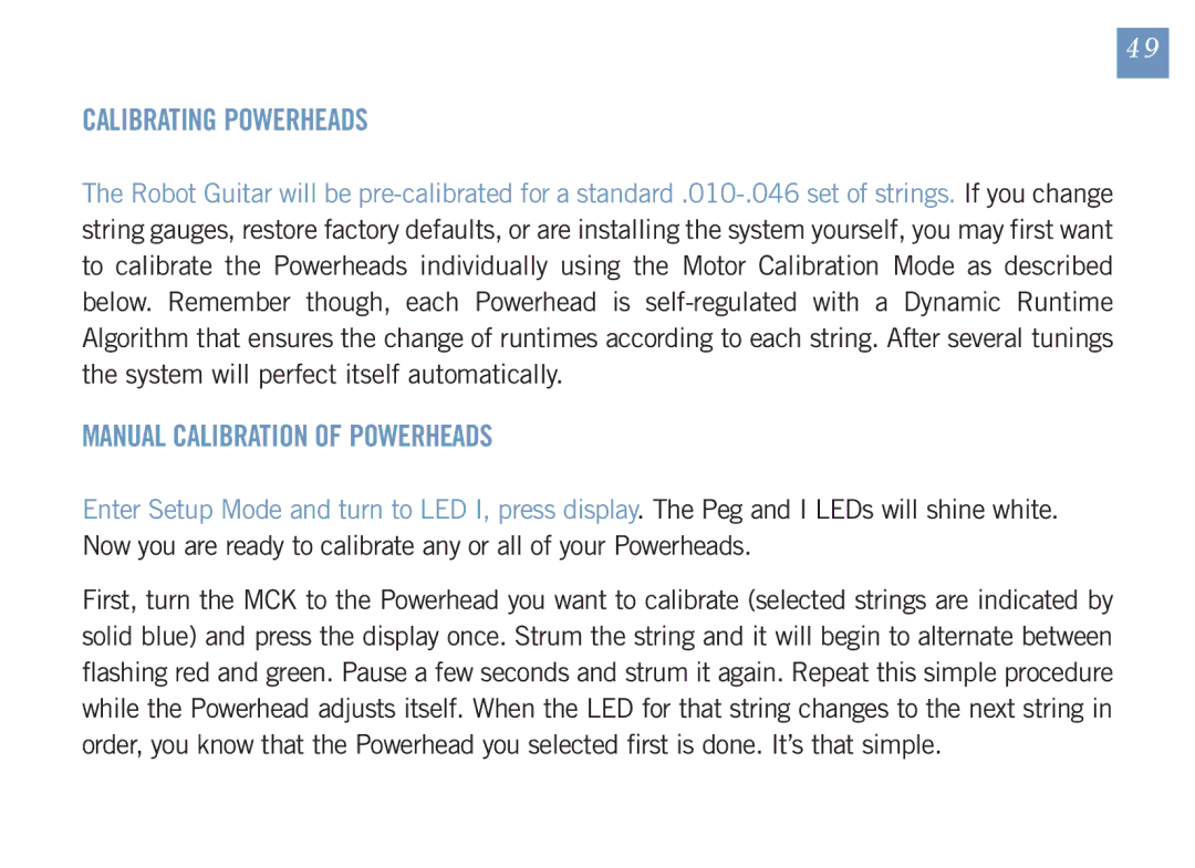 Gibson Guitars 1550-07 GUS manual Calibrating Powerheads, Manual Calibration of Powerheads 