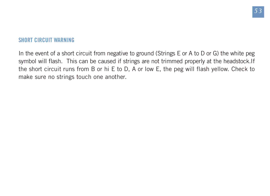 Gibson Guitars 1550-07 GUS manual Short Circuit Warning 