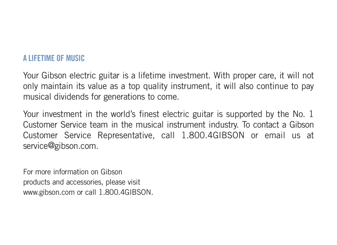 Gibson Guitars 1550-07 GUS manual A Lifetime Of Music 