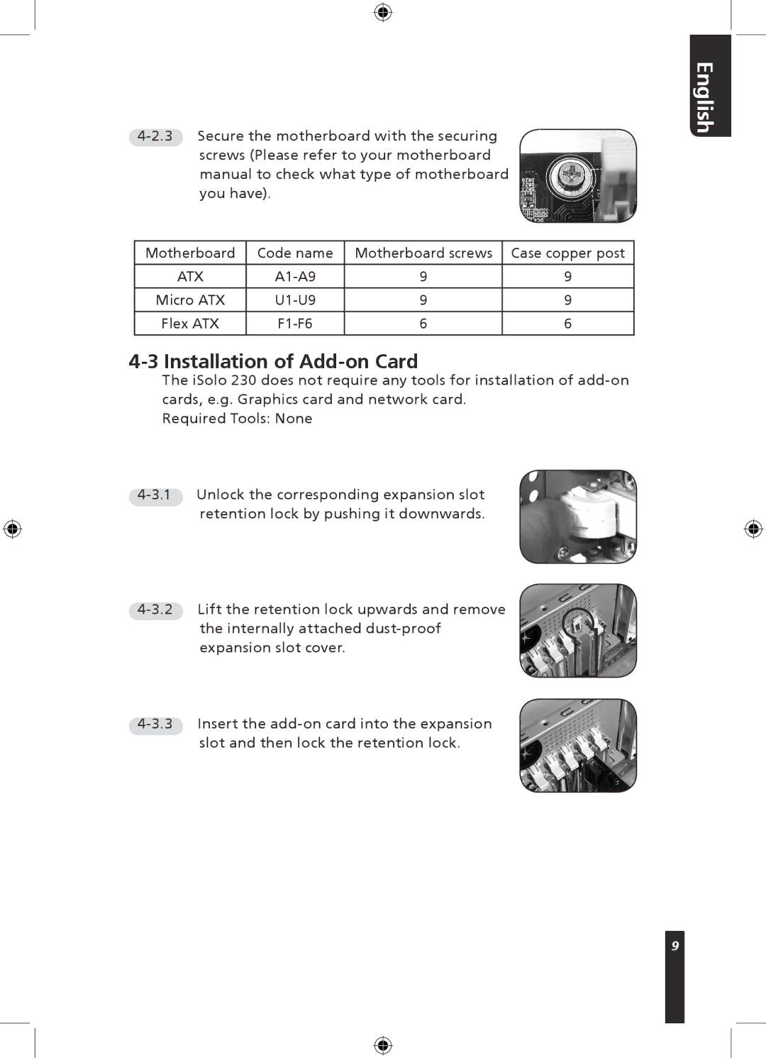 Gigabyte 230 user manual Installation of Add-on Card 