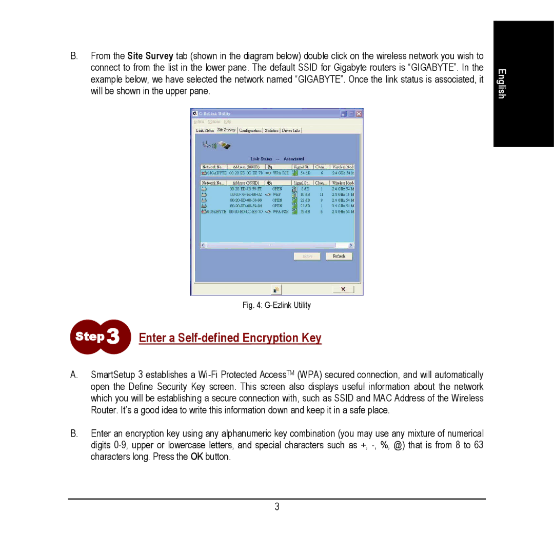 Gigabyte 3 quick start Enter a Self-defined Encryption Key, Ezlink Utility 