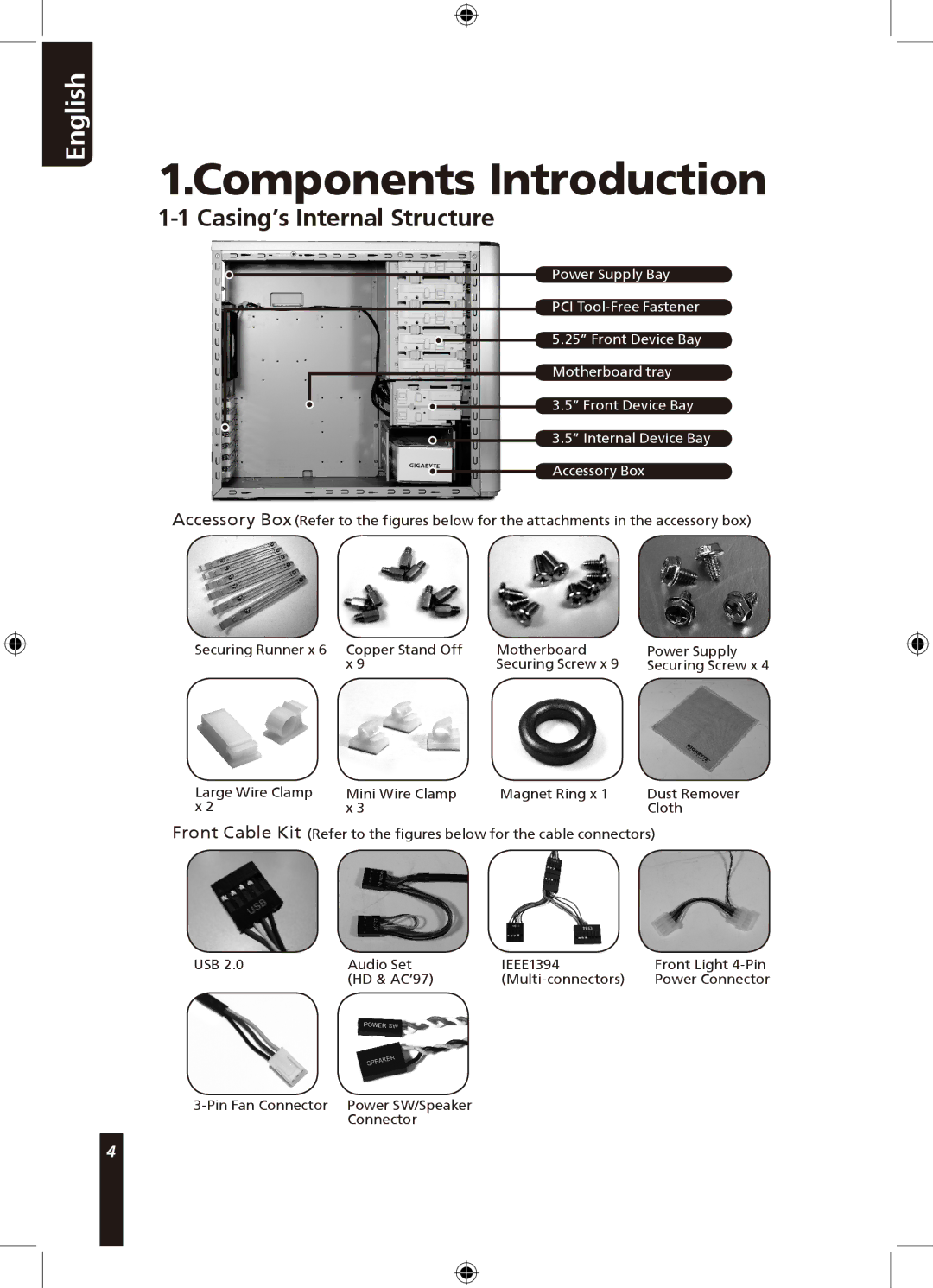 Gigabyte 310 user manual Components Introduction, Casing’s Internal Structure 