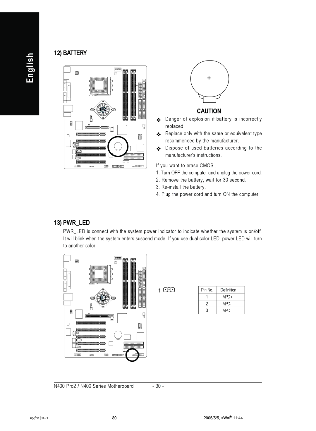 Gigabyte 4500 manual Battery 