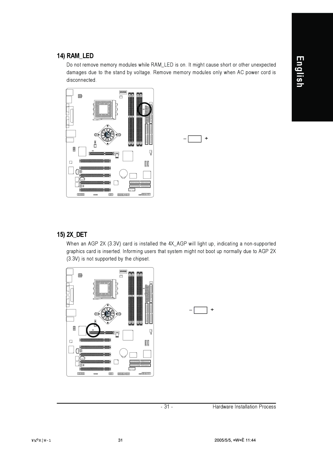 Gigabyte 4500 manual Ramled, 15 2XDET 