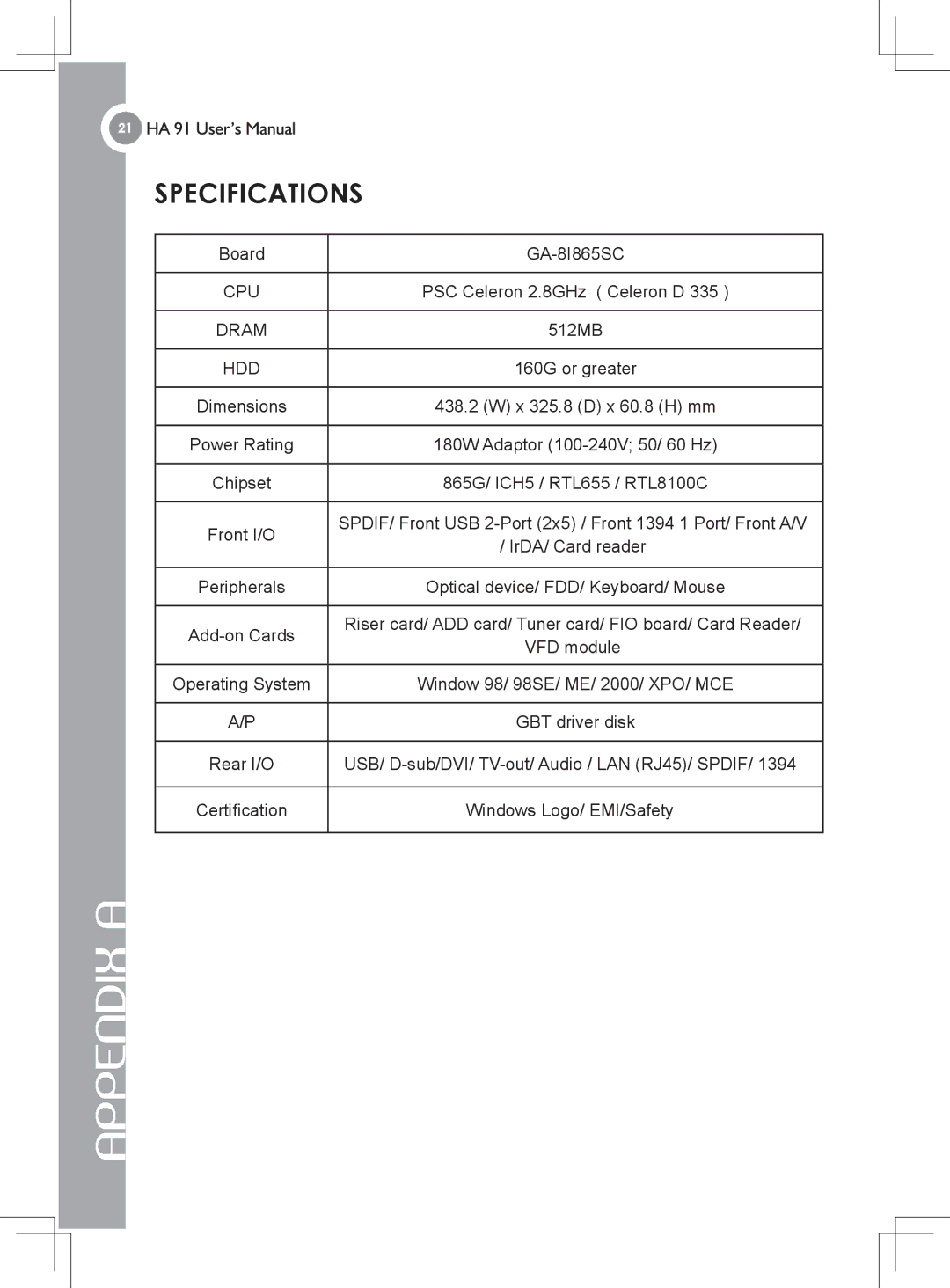 Gigabyte 4635 manual Appendix a 