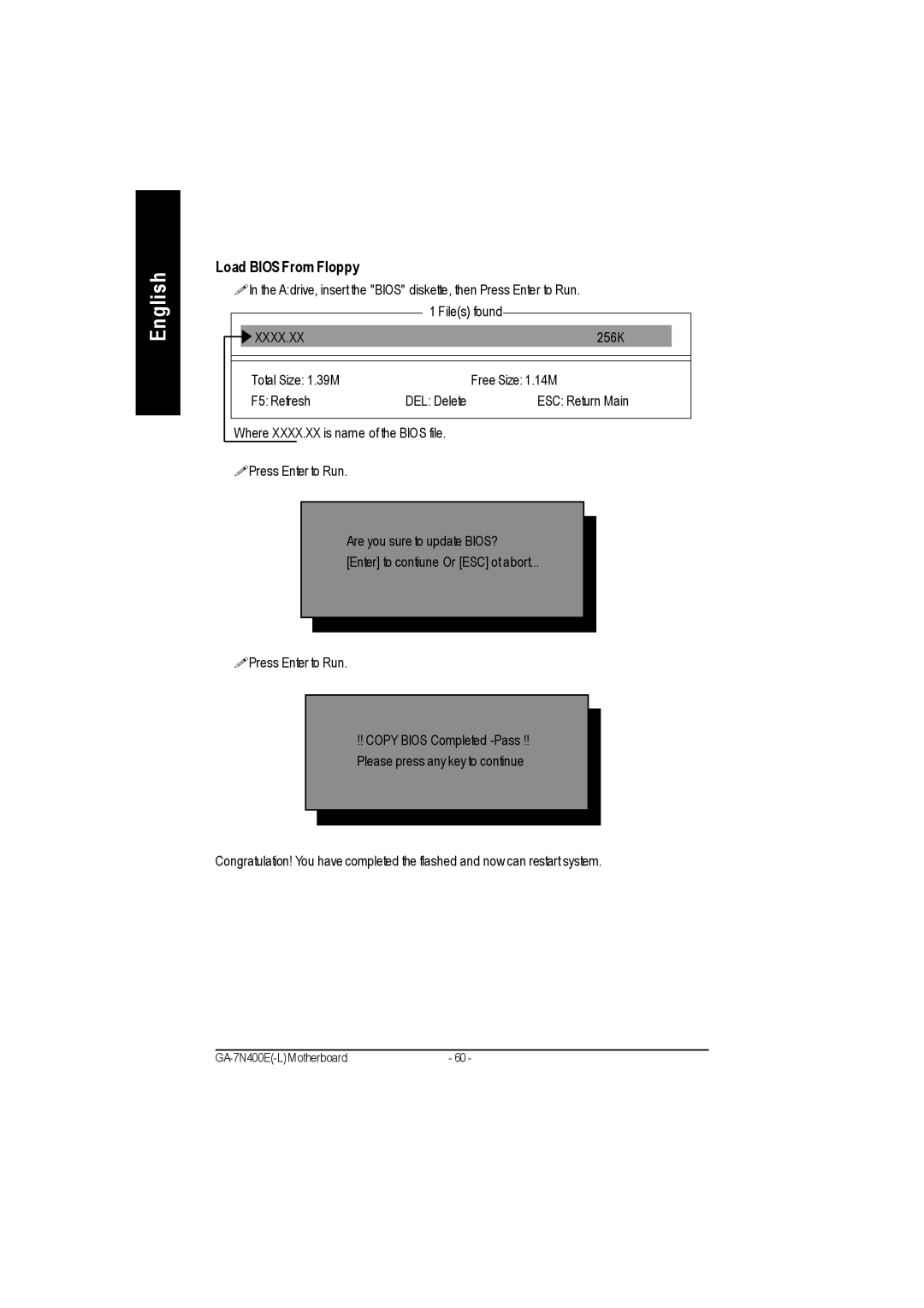 Gigabyte 5222, 5230, 5225 manual Load Bios From Floppy, Xxxx.Xx 