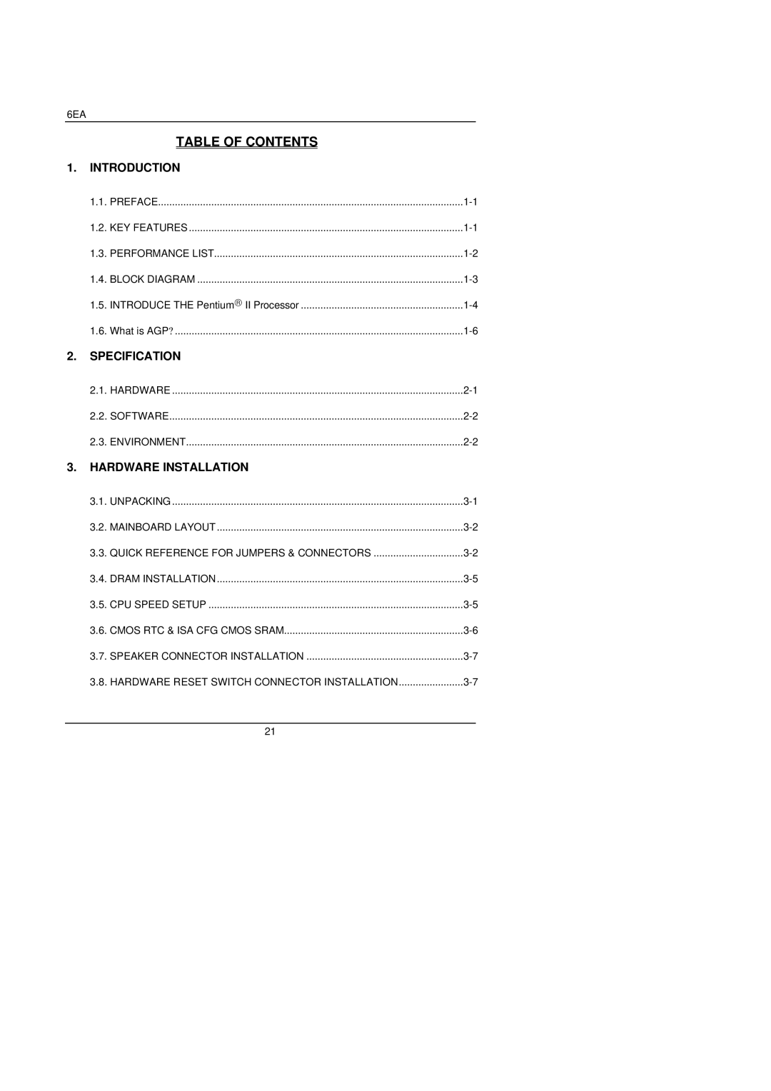 Gigabyte 6EA manual Table of Contents 