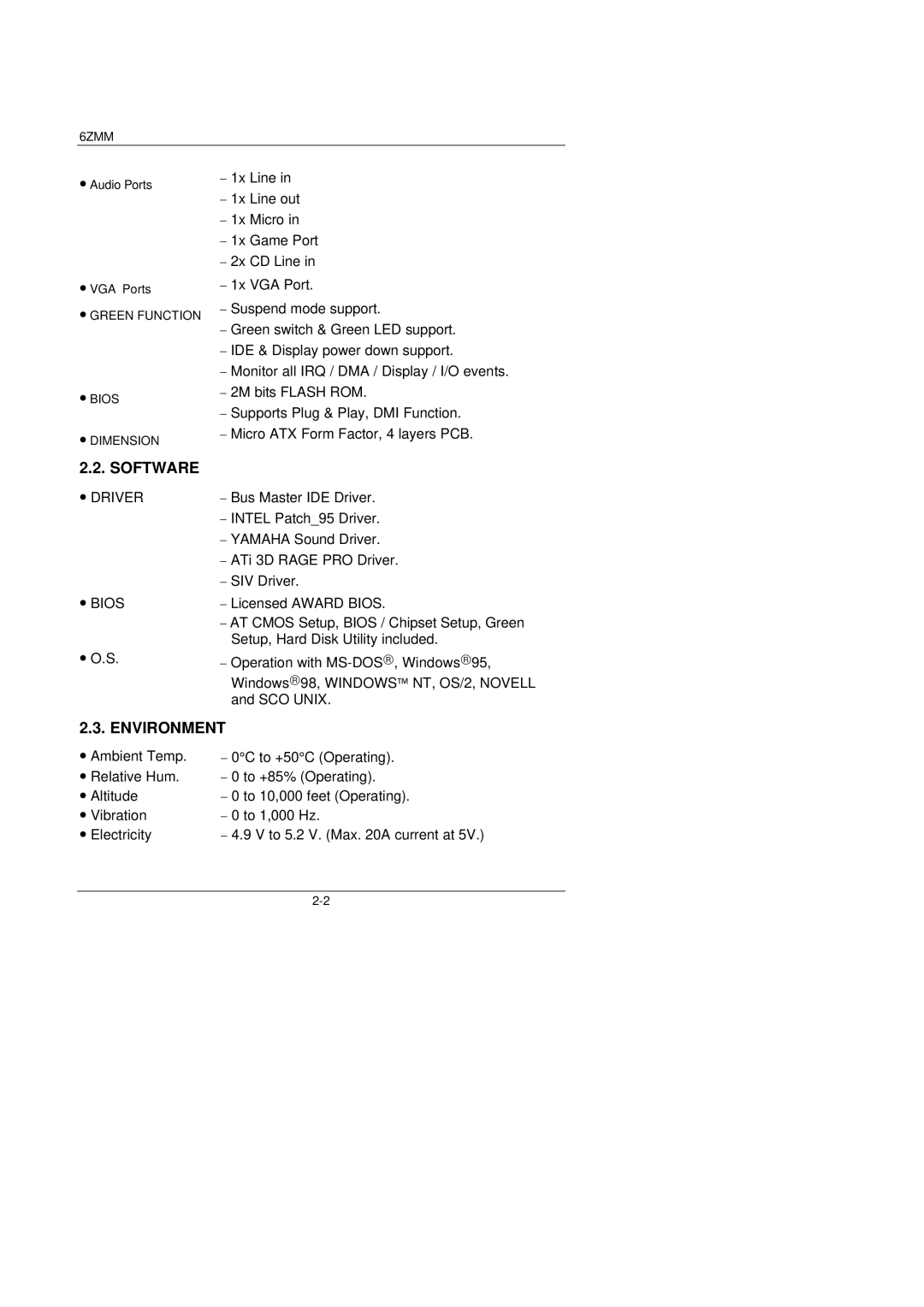 Gigabyte 6ZMM manual Software, Environment 