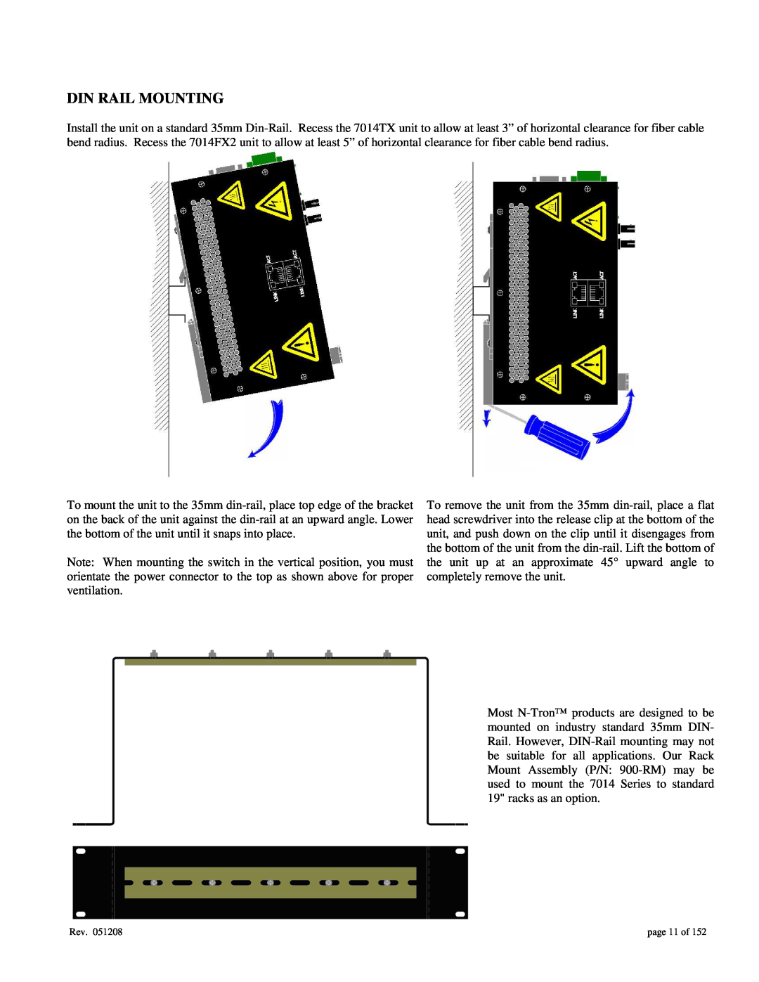 Gigabyte 7014 user manual Din Rail Mounting, page 11 of 