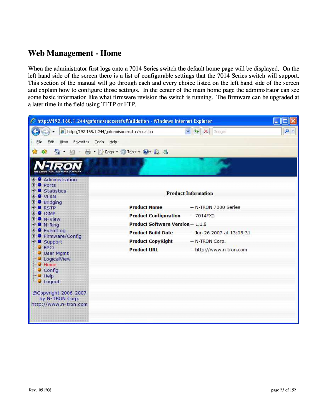 Gigabyte 7014 user manual Web Management - Home, page 23 of 