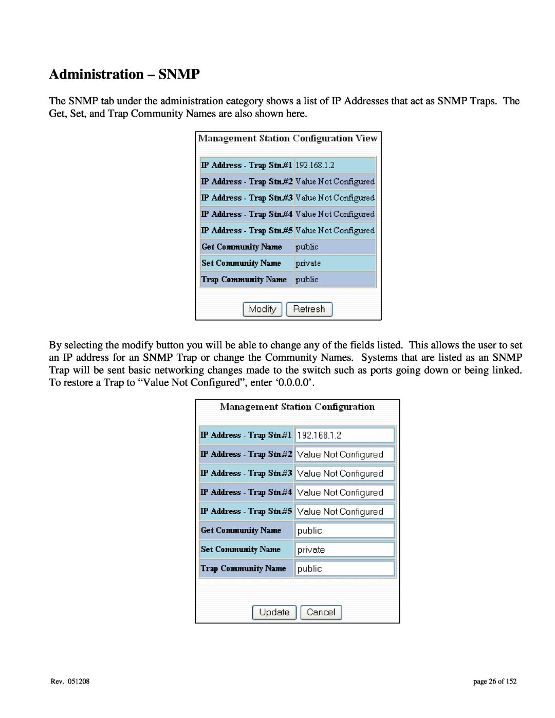 Gigabyte 7014 user manual Administration - SNMP, page 26 of 