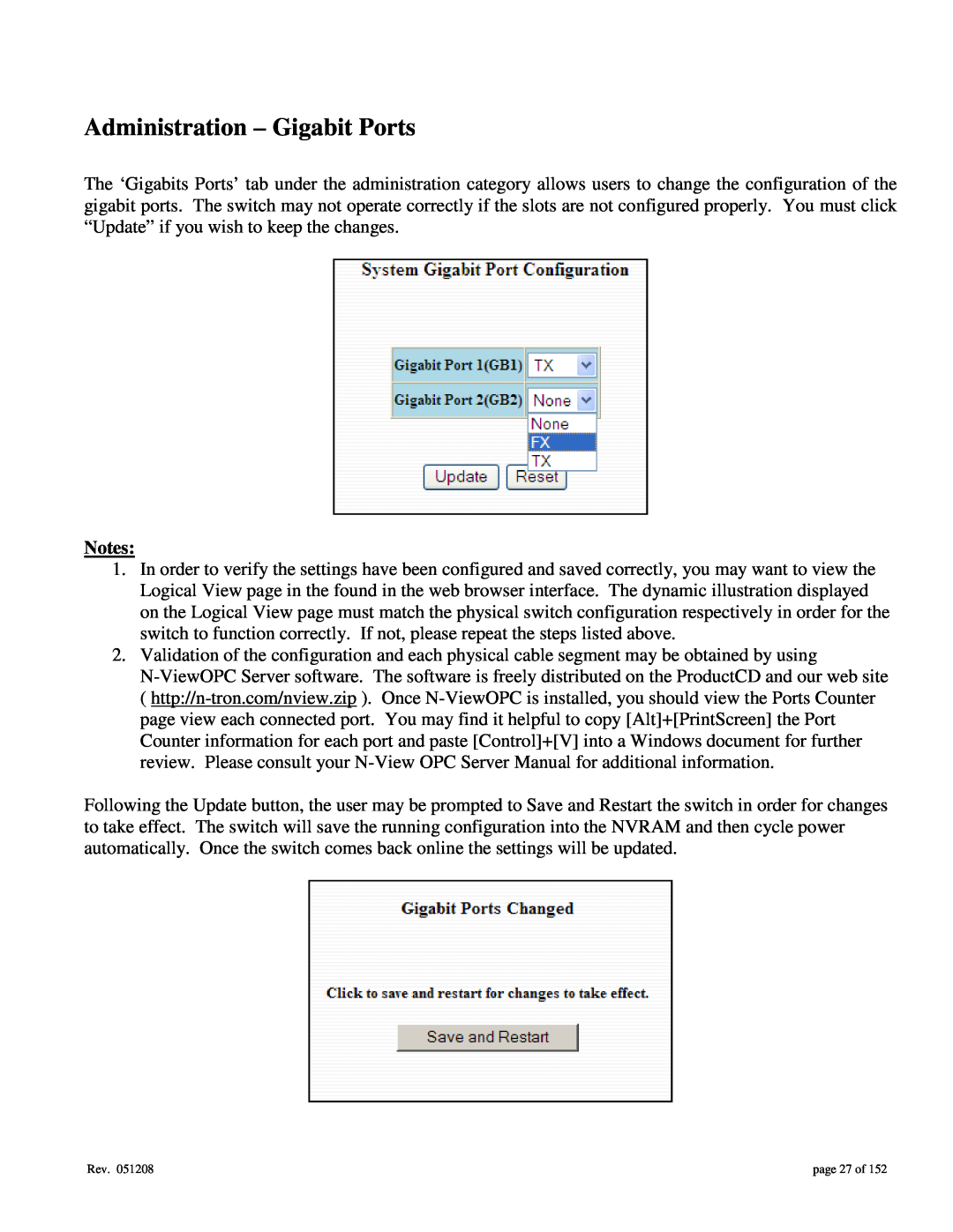 Gigabyte 7014 user manual Administration - Gigabit Ports, page 27 of 