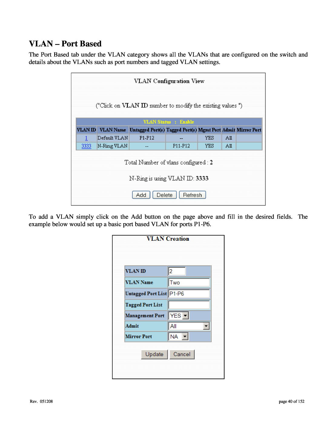 Gigabyte 7014 user manual VLAN - Port Based, page 40 of 