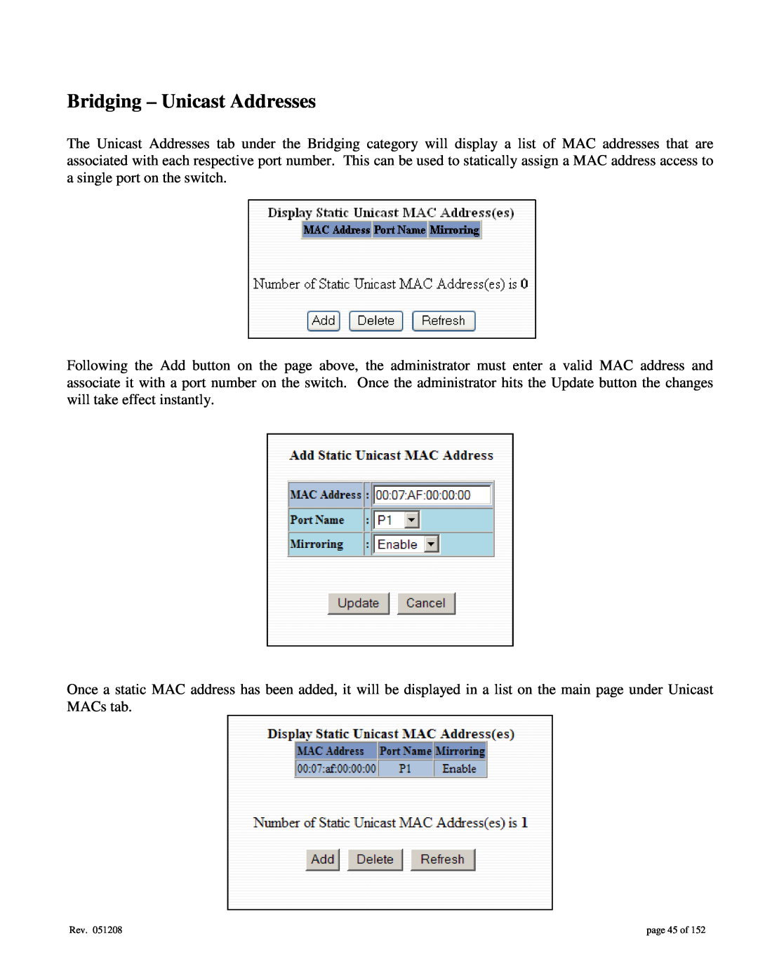 Gigabyte 7014 user manual Bridging - Unicast Addresses, page 45 of 