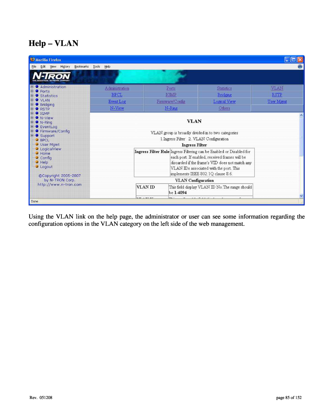 Gigabyte 7014 user manual Help - VLAN, page 85 of 
